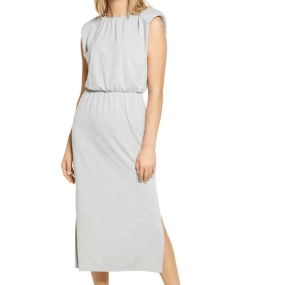 NWT WAYF Knit Jersey Midi Dress in Heather Grey - Picture 1 of 15